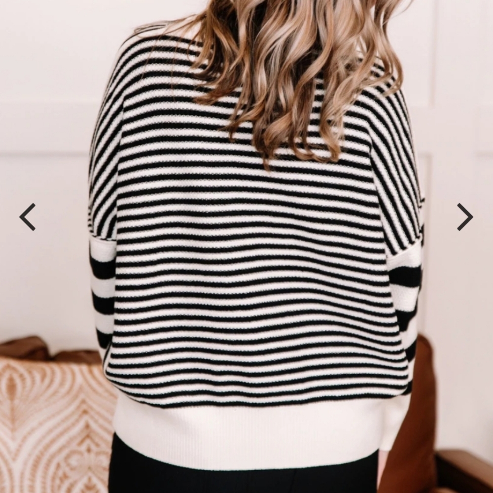 🥳Sale Favorite! White Birch colorblock mix media large/small stripes so - Picture 3 of 6